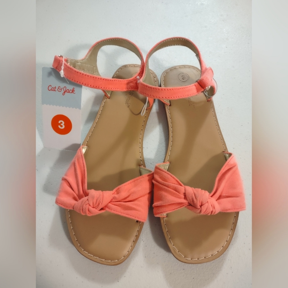 NWT Cat & Jack Girls Coral Spring Easter Sandals Size 3